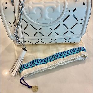 Tory Burch Large Fleming Diamond Perforated Convertible Shoulder Bag